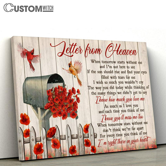 Letter From Heaven Cardinal Mailbox Poppy Flower Large Canvas - Christian Canvas Prints - Religious Canvas Art