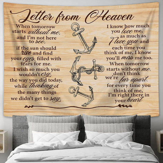 Letter From Heaven When Tomorrow Starts Without Me I Know How Much You Love Tapestry Wall Art - Bible Verse Wall Art