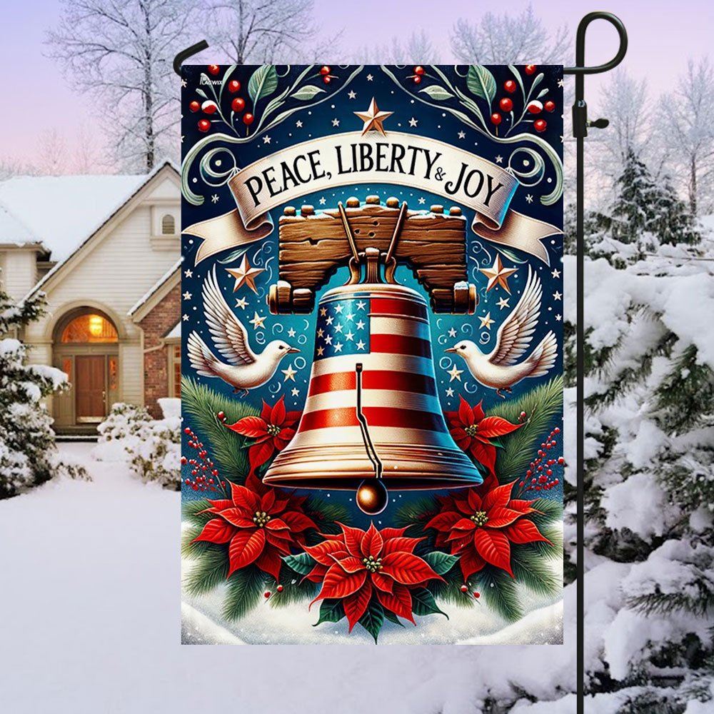 Liberty Bell Christmas Flag, Christmas Garden Flag, Home Decor Accessories, Christmas Outdoor Decor Ideas