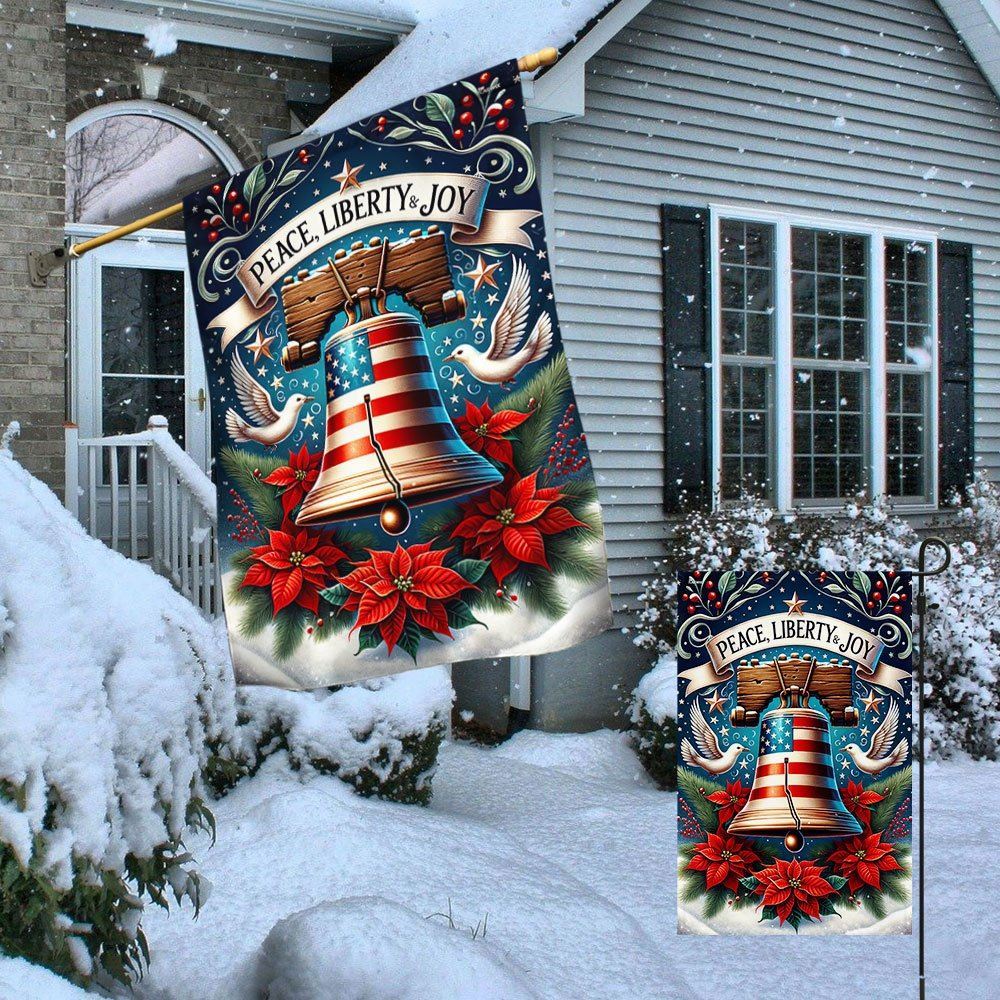 Liberty Bell Christmas Flag, Christmas Garden Flag, Home Decor Accessories, Christmas Outdoor Decor Ideas