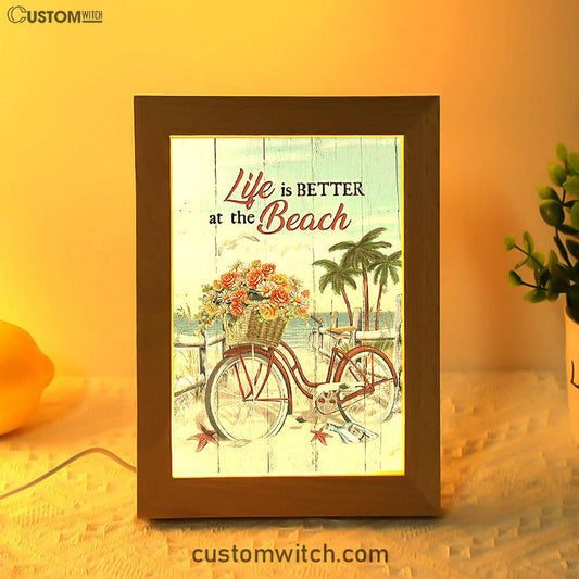 Life Is Better At The Beach Flower Basket Beach Cruiser Frame Lamp - Christian Art - Religious Home Decor