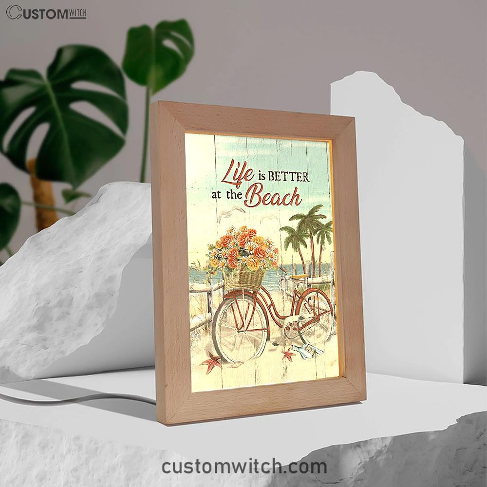 Life Is Better At The Beach Flower Basket Beach Cruiser Frame Lamp - Christian Art - Religious Home Decor