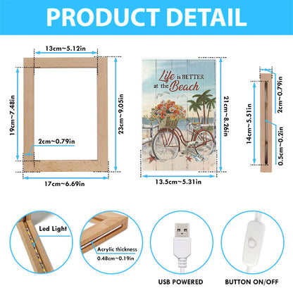 Life Is Better At The Beach Flower Basket Beach Cruiser Frame Lamp - Christian Art - Religious Home Decor