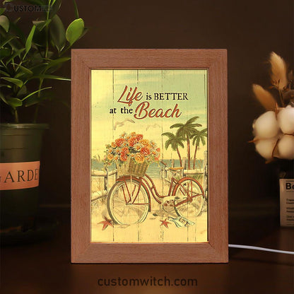 Life Is Better At The Beach Flower Basket Beach Cruiser Frame Lamp - Christian Art - Religious Home Decor