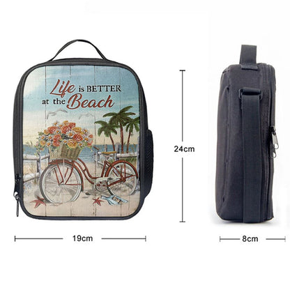 Life Is Better At The Beach Flower Basket Beach Cruiser Lunch Bag, Christian Lunch Box For School, Picnic