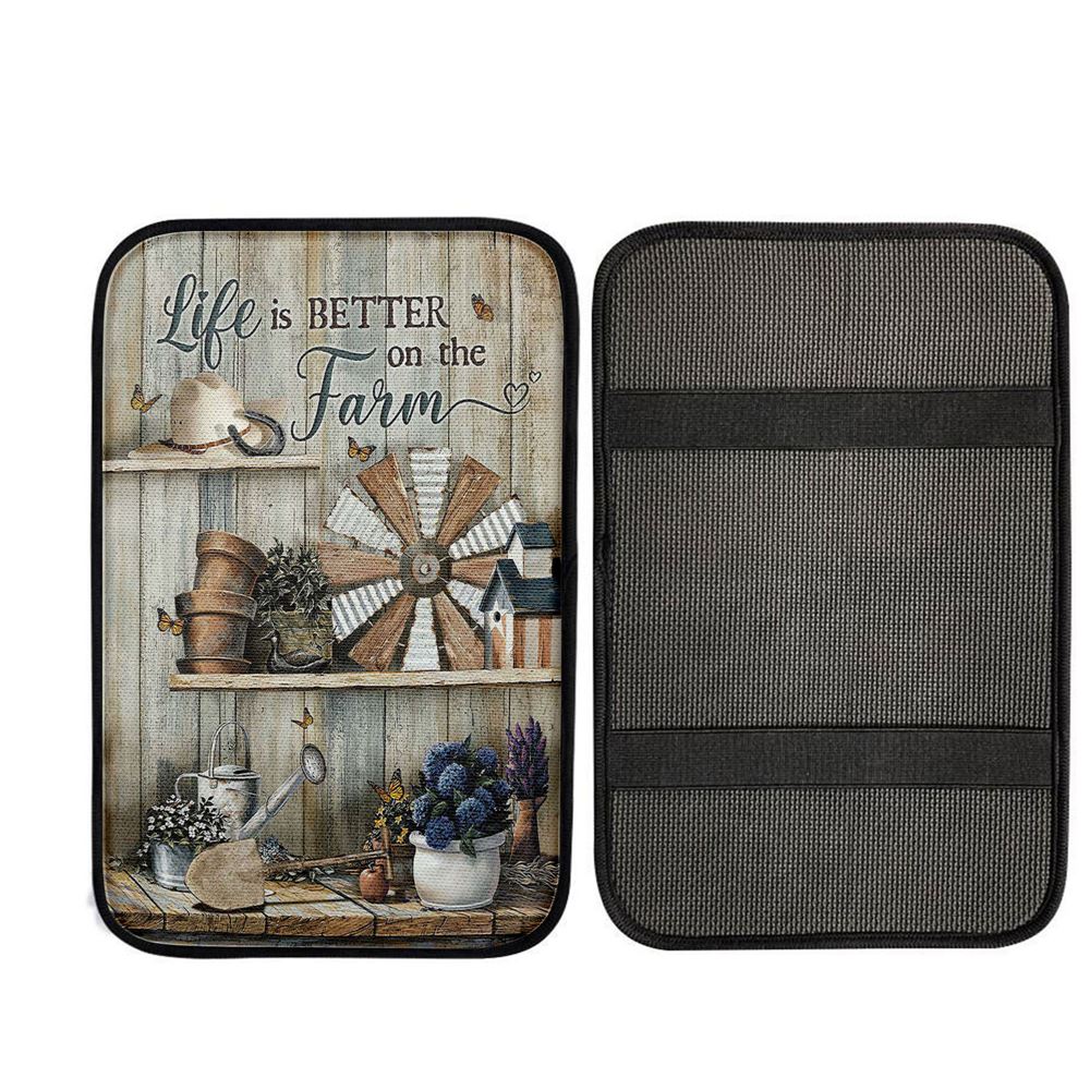 Life Is Better On The Farm Car Center Console Cover, Religious Car Interior Accessories