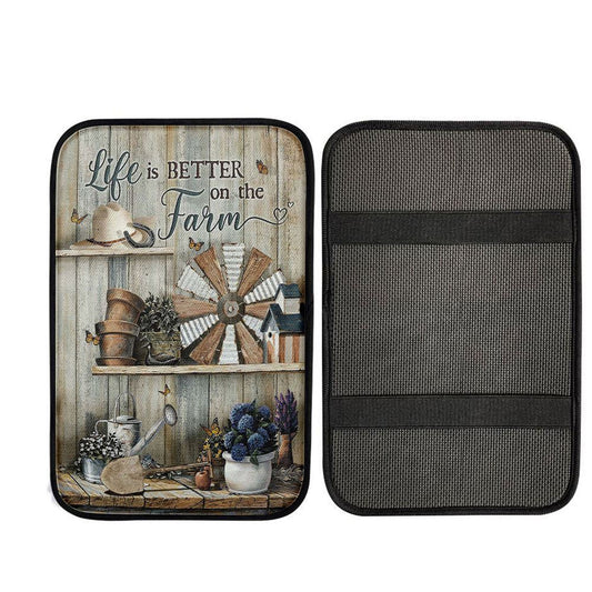 Life Is Better On The Farm Car Center Console Cover, Religious Car Interior Accessories
