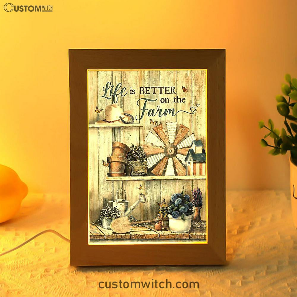 Life Is Better On The Farm Frame Lamp Art - Christian Art - Bible Verse Art - Religious Home Decor
