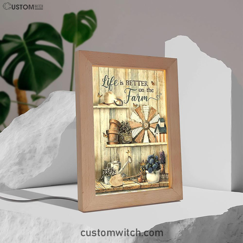 Life Is Better On The Farm Frame Lamp Art - Christian Art - Bible Verse Art - Religious Home Decor