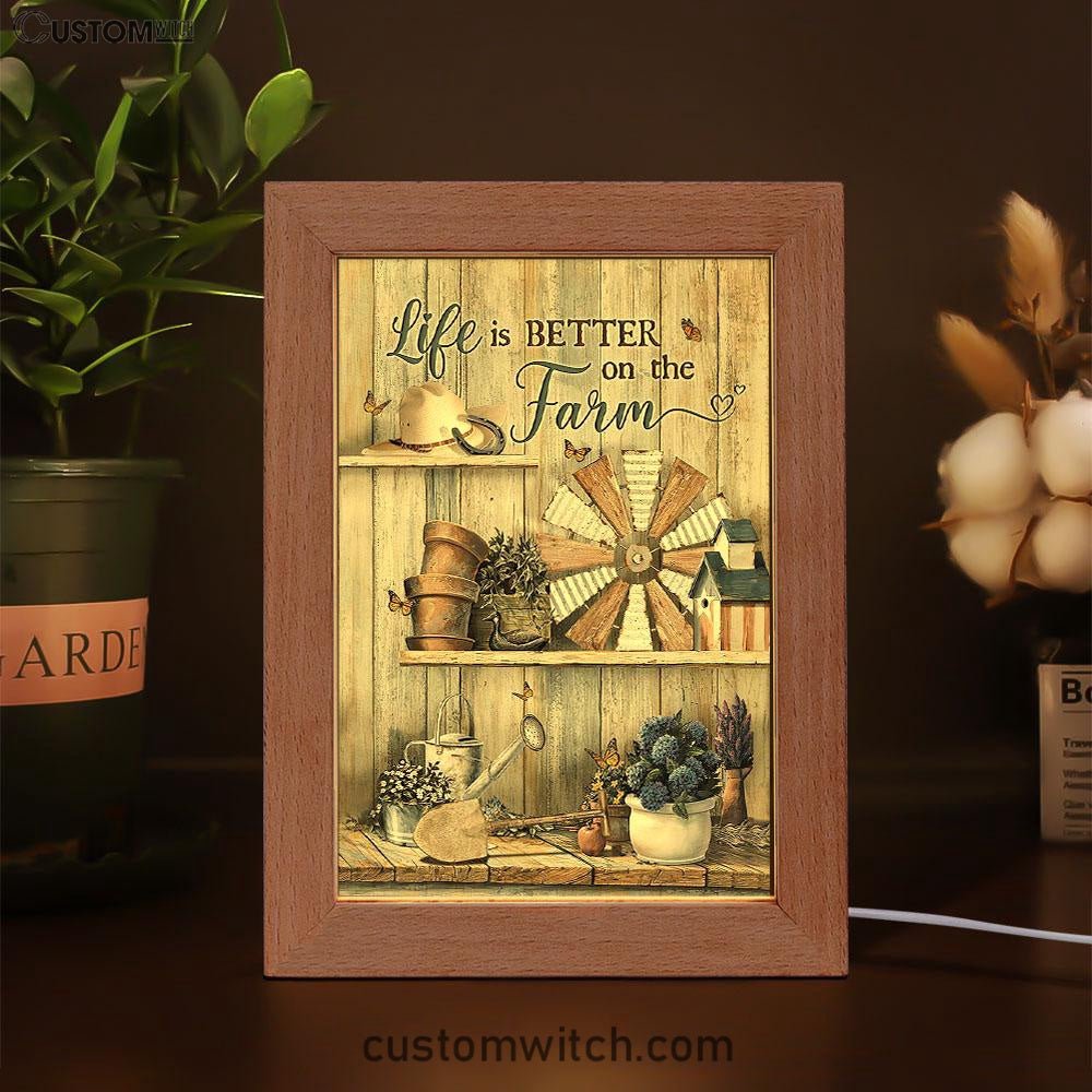 Life Is Better On The Farm Frame Lamp Art - Christian Art - Bible Verse Art - Religious Home Decor