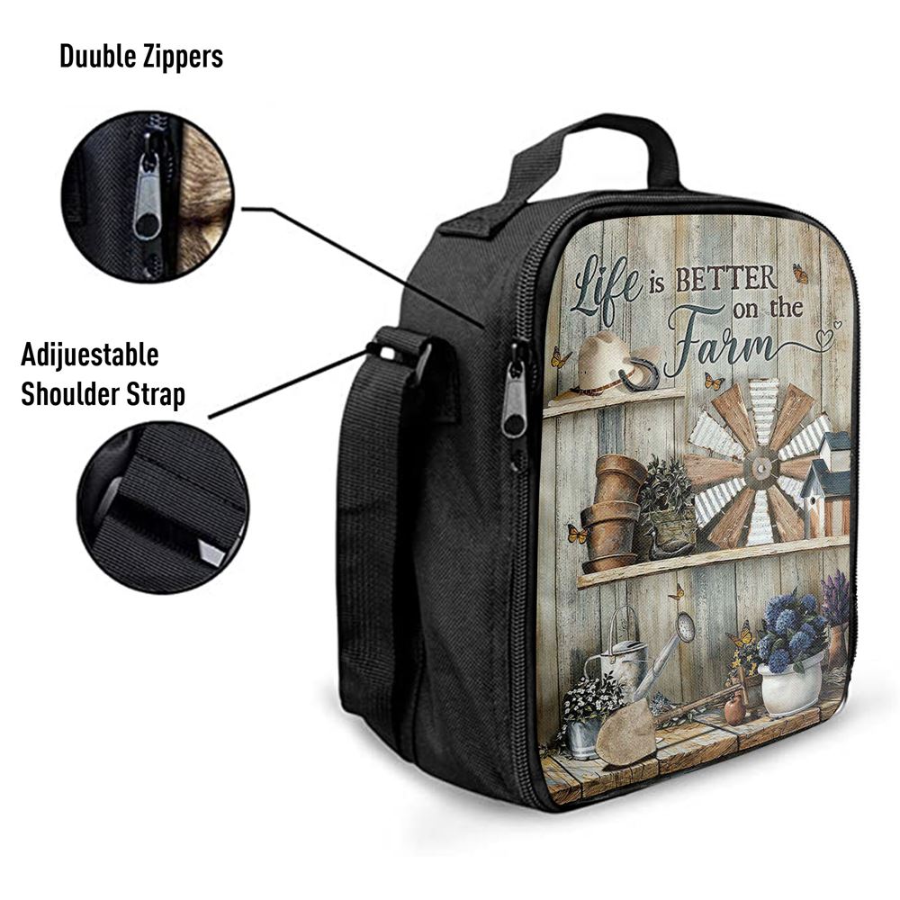 Life Is Better On The Farm Lunch Bag - Christian Art, Bible Verse Lunch Bag For Men And Women