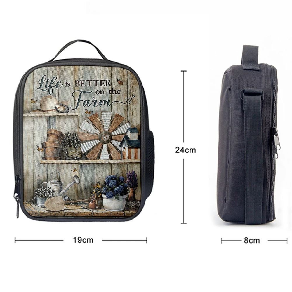 Life Is Better On The Farm Lunch Bag - Christian Art, Bible Verse Lunch Bag For Men And Women