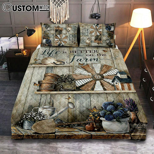 Life Is Better On The Farm Quilt Bedding Set Art - Christian Art - Bible Verse Bedroom - Religious Home Decor