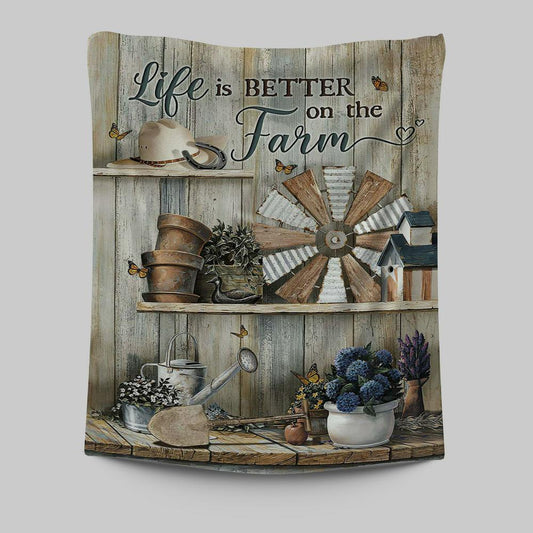 Life Is Better On The Farm Tapestry Art - Christian Art - Bible Verse Wall Art - Religious Home Decor