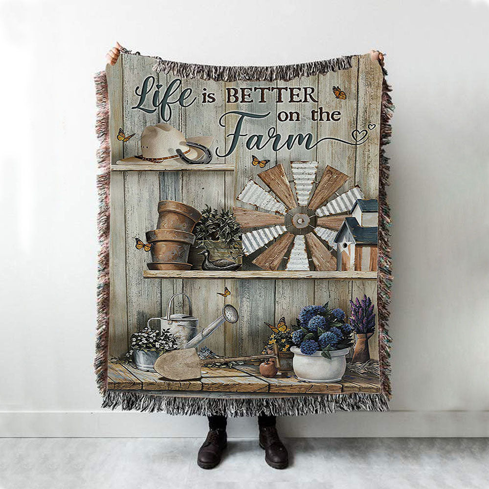 Life Is Better On The Farm Woven Blanket Art - Christian Art - Bible Verse Throw Blanket - Religious Home Decor