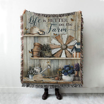 Life Is Better On The Farm Woven Blanket Art - Christian Art - Bible Verse Throw Blanket - Religious Home Decor