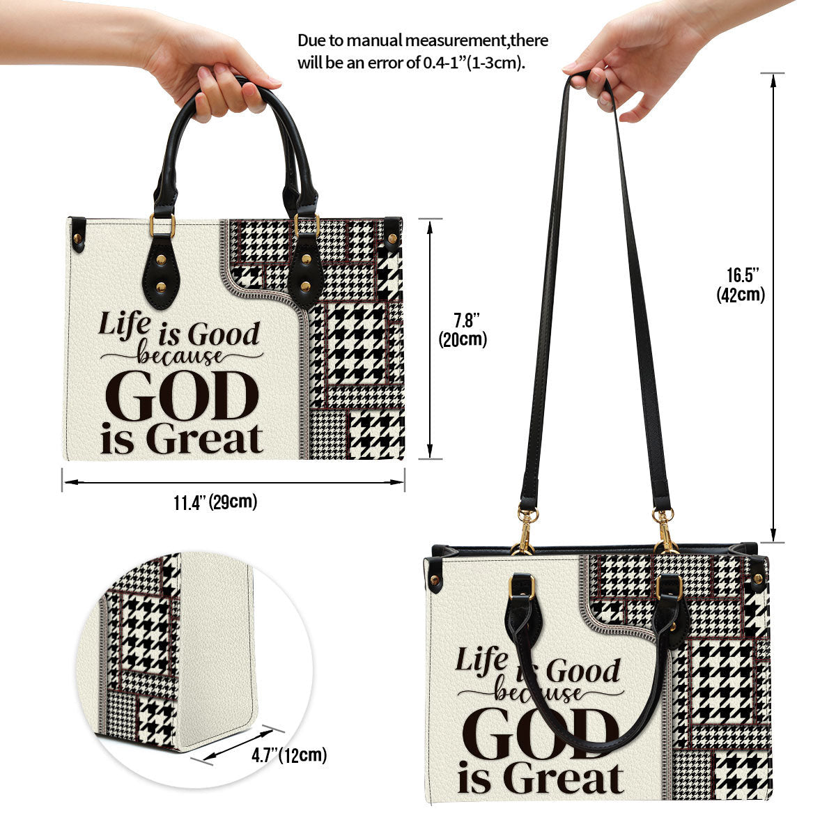 Life Is Good Because God Is Great Christian Leather Handbag, Religious Gifts For Women
