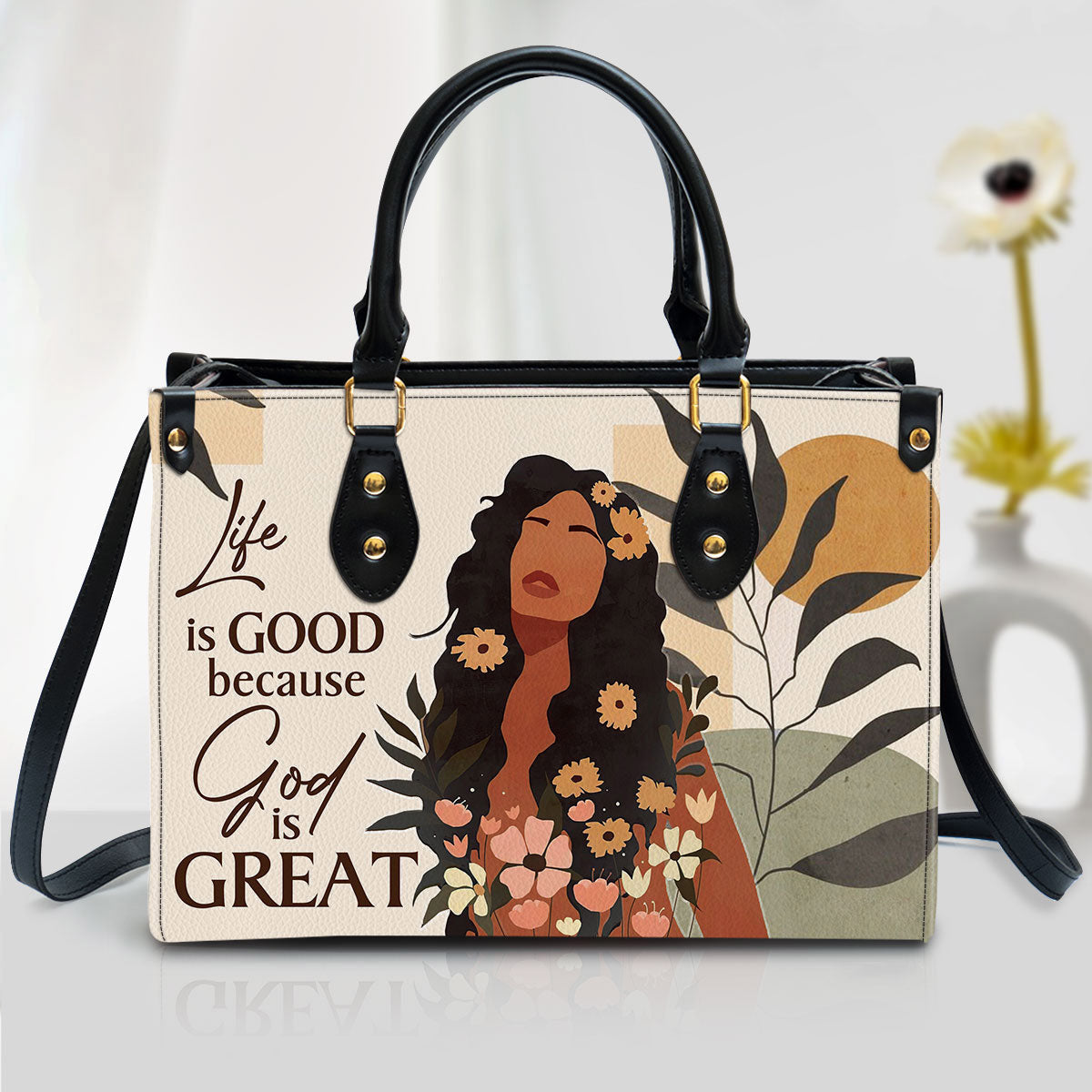 Life Is Good Because God Is Great Pretty Leather Handbag, Religious Gifts For Women, Women Pu Leather Bag