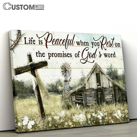 Life Is Peaceful When You Rest On The Promises Of God's Word Flower Garden Large Canvas - Religious Canvas Art