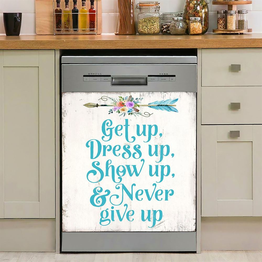 Light Blue Boho Dishwasher Cover, Encouragement Gifts For Women, Bohemian Motivational Kitchen Decoration