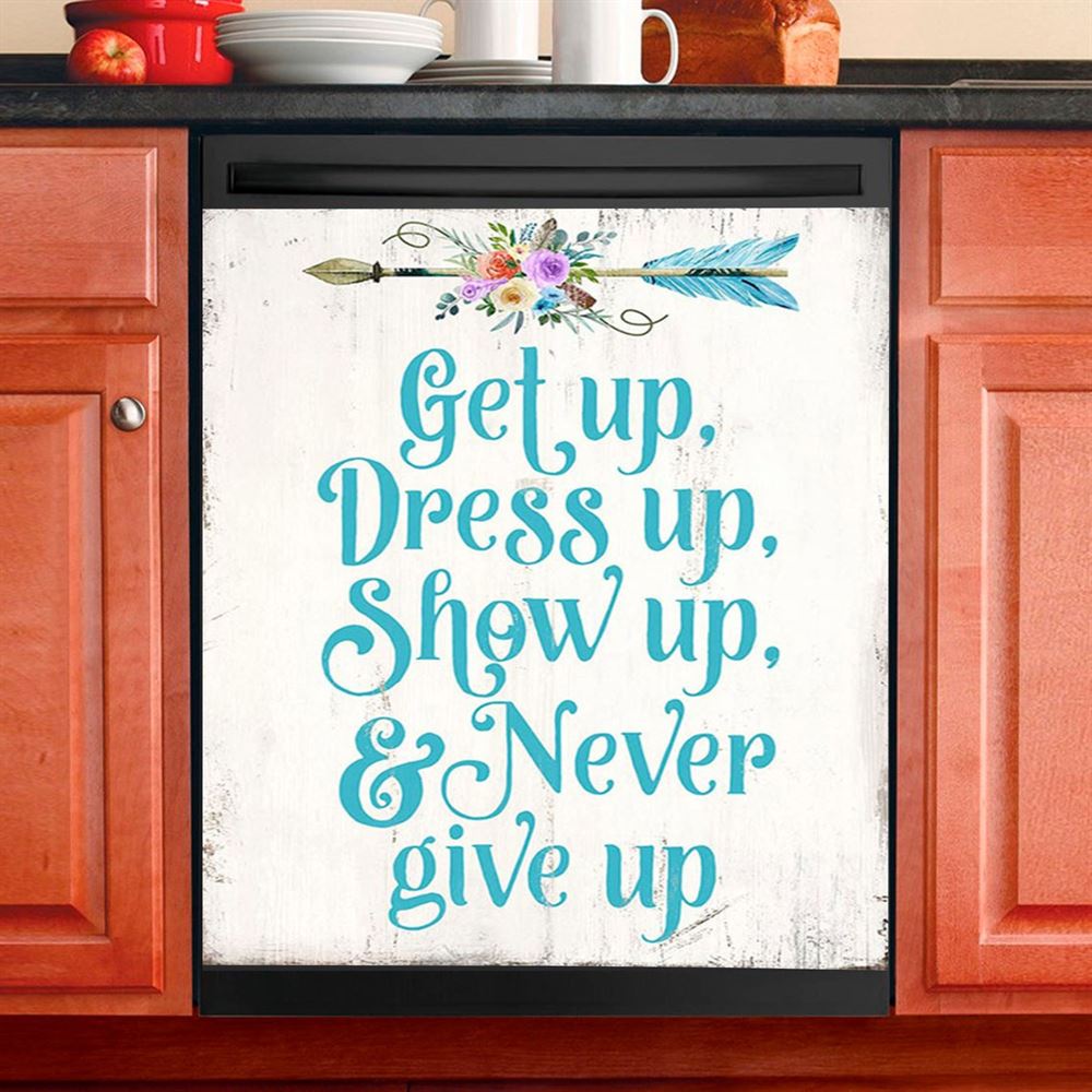 Light Blue Boho Dishwasher Cover, Encouragement Gifts For Women, Bohemian Motivational Kitchen Decoration