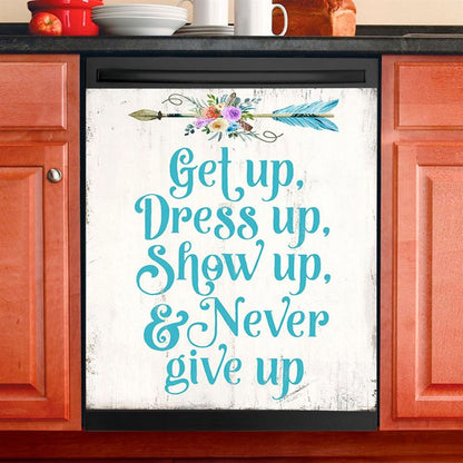 Light Blue Boho Dishwasher Cover, Encouragement Gifts For Women, Bohemian Motivational Kitchen Decoration