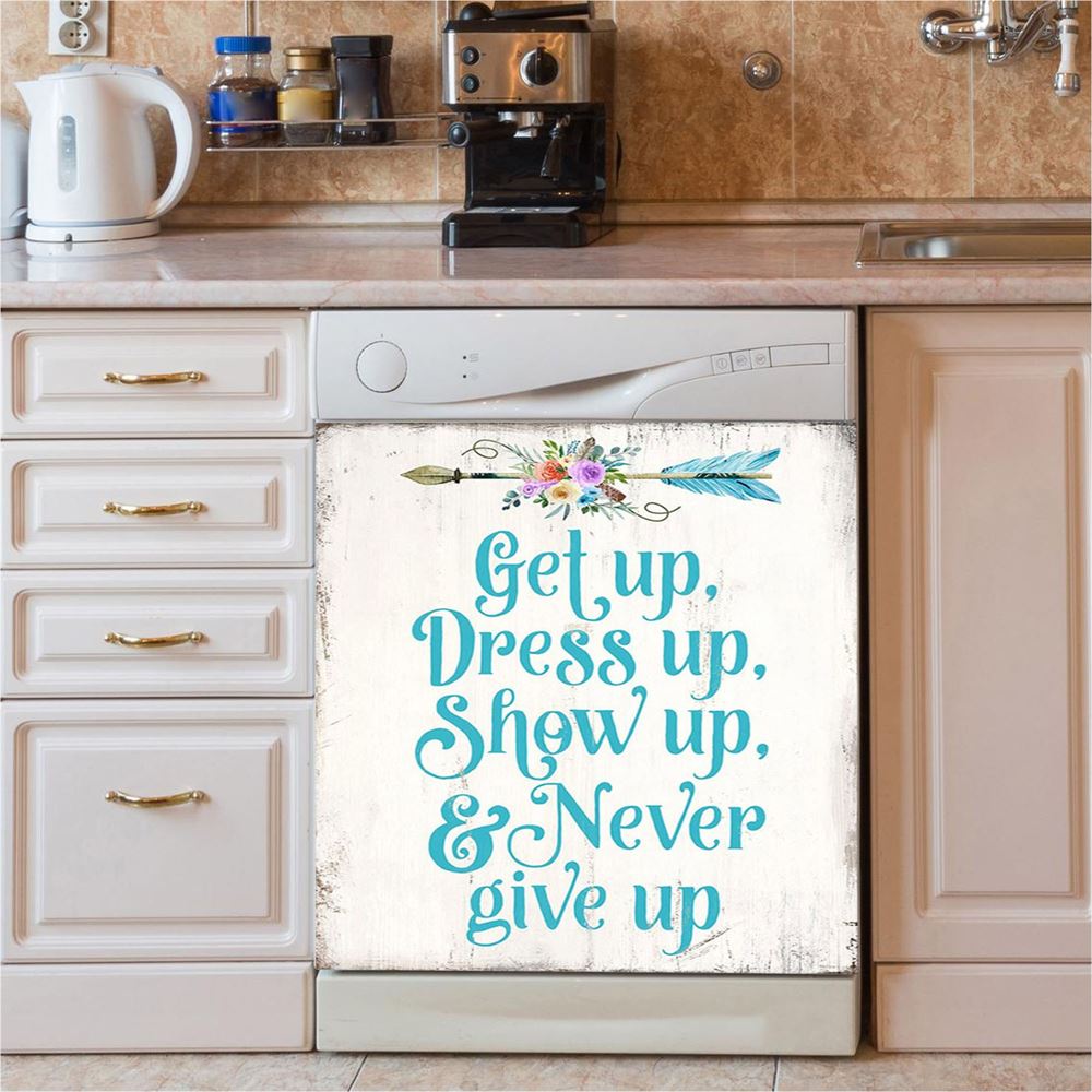 Light Blue Boho Dishwasher Cover, Encouragement Gifts For Women, Bohemian Motivational Kitchen Decoration