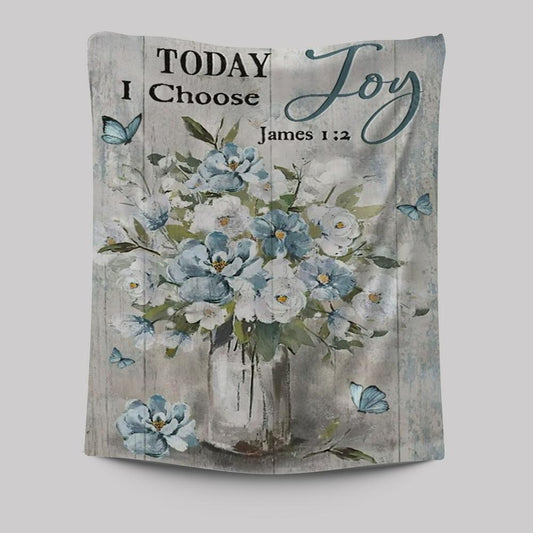 Light Blue Flower Butterfly Today I Choose Joy Tapestry