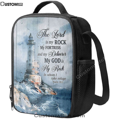 Lighthouse The Lord Is My Rock Lunch Bag - Christian Art, Bible Verse Lunch Bag For Men And Women