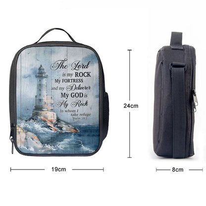Lighthouse The Lord Is My Rock Lunch Bag - Christian Art, Bible Verse Lunch Bag For Men And Women