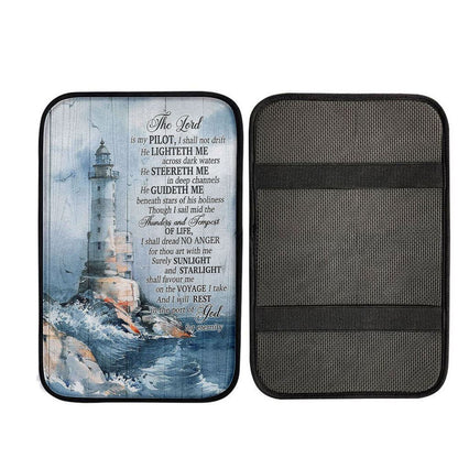 Lighthouses The Lord Is My Pilot Car Center Console Cover, Religious Car Armrest Accessories