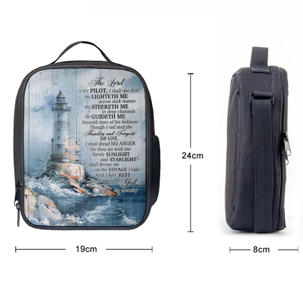 Lighthouses The Lord Is My Pilot Lunch Bag - Christian Art, Bible Verse Lunch Bag For Men And Women