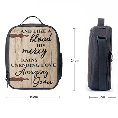 Like A Blood His Mercy Rains Unendling Love Lunch Bag, Bible Verse Lunch Bag For Men And Women