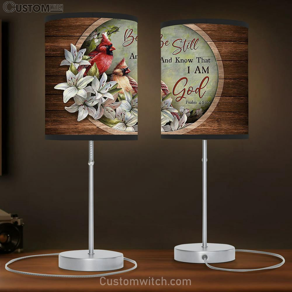 Lily Flower Cardinal Be Still And Know That I Am God Table Lamb Art - Christian Lamb Gift Decor - Bible Verse Table Lamb