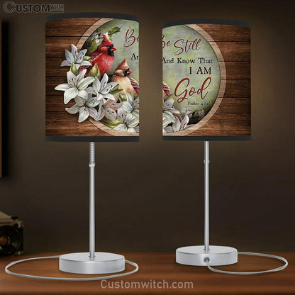 Lily Flower Cardinal Be Still And Know That I Am God Table Lamb Art - Christian Lamb Gift Decor - Bible Verse Table Lamb