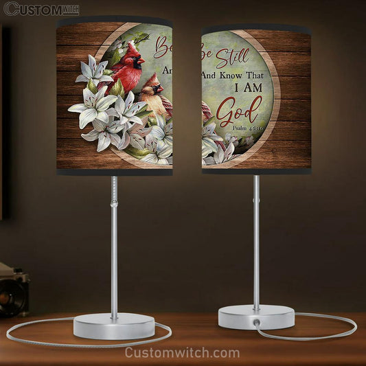 Lily Flower Cardinal Be Still And Know That I Am God Table Lamb Art - Christian Lamb Gift Decor - Bible Verse Table Lamb
