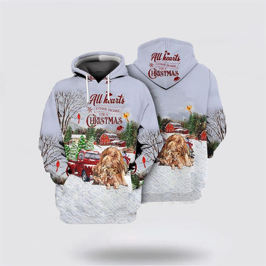 Lion All Hearts Come Home For Christmas All Over Print 3D Hoodie For Men & Women, Christmas Dog Hoodie, Christmas Hoodie Cute, Christmas Gift