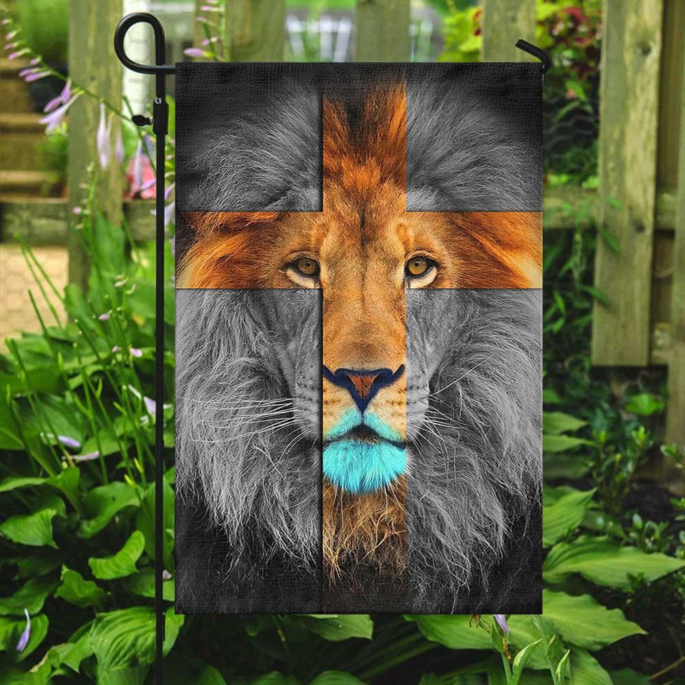 Lion And Cross, Christian's Flag, Garden Decor, Garden Flag Stand, Christian Flag, Scripture Flag, Garden Banner