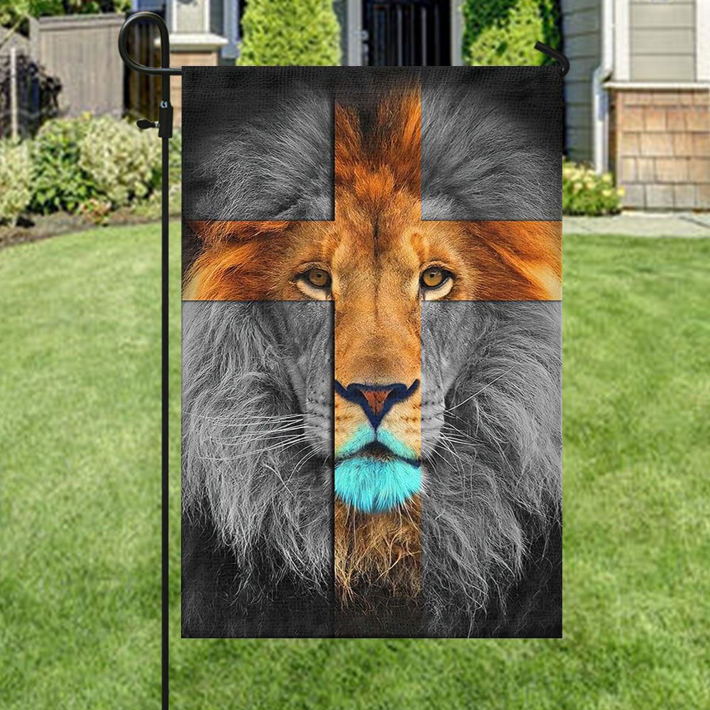 Lion And Cross, Christian's Flag, Garden Decor, Garden Flag Stand, Christian Flag, Scripture Flag, Garden Banner