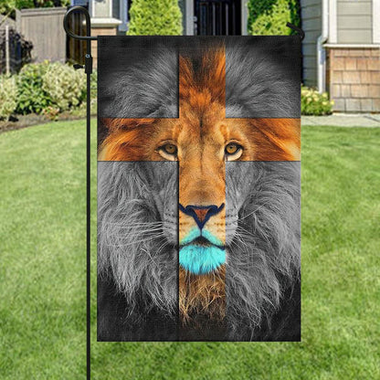 Lion And Cross, Christian's Flag, Garden Decor, Garden Flag Stand, Christian Flag, Scripture Flag, Garden Banner