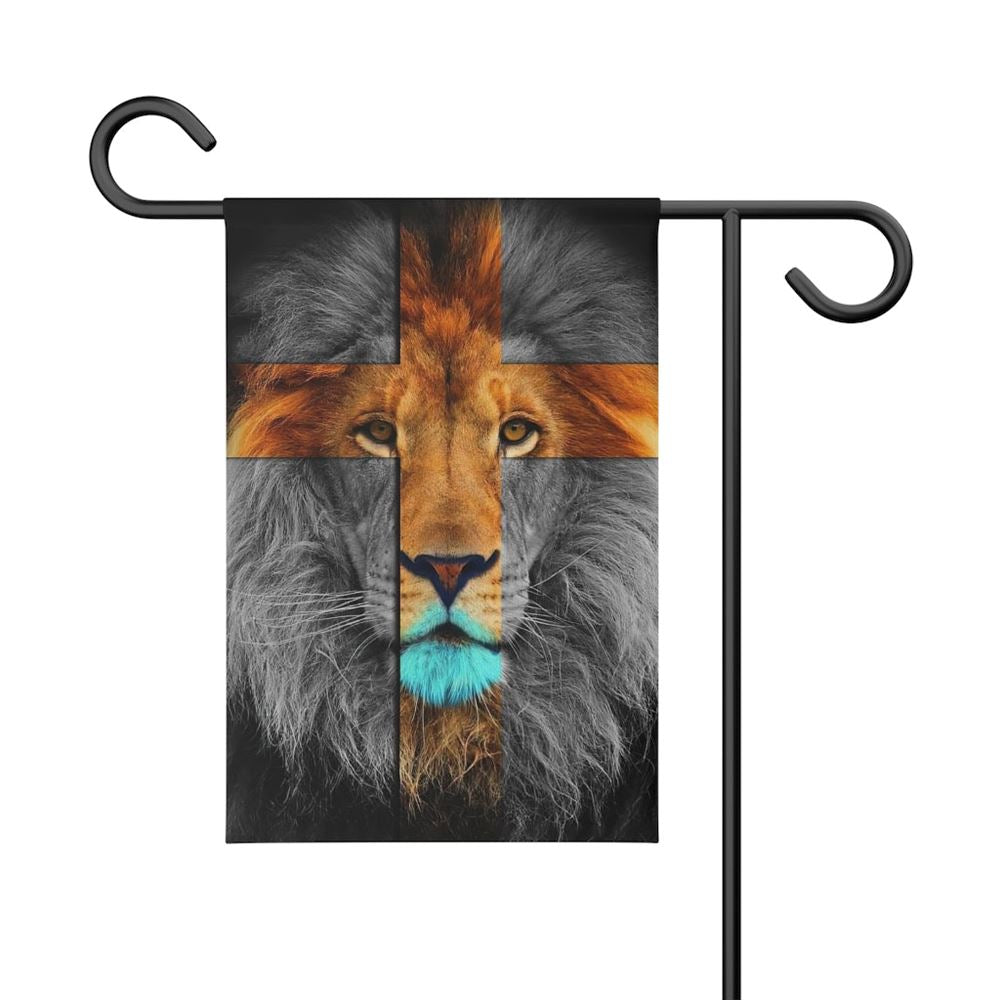 Lion And Cross, Christian's Flag, Garden Decor, Garden Flag Stand, Christian Flag, Scripture Flag, Garden Banner