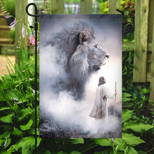 Lion And Jesus Flag, Christian's Flag, Garden Decor, Garden Flag Stand, Christian Flag, Scripture Flag, Garden Banner