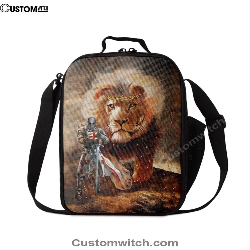 Lion And Knight Templar Jesus Lunch Bags, Bible Verse Lunch Bag For Men And Women