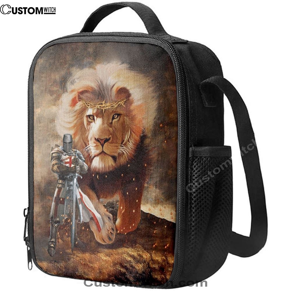 Lion And Knight Templar Jesus Lunch Bags, Bible Verse Lunch Bag For Men And Women