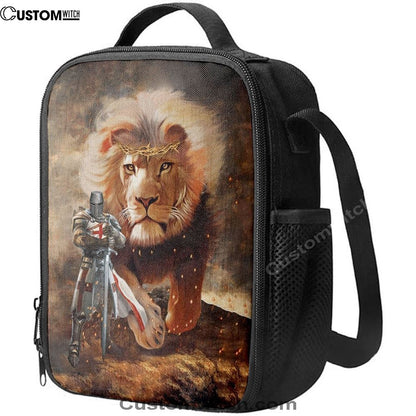 Lion And Knight Templar Jesus Lunch Bags, Bible Verse Lunch Bag For Men And Women
