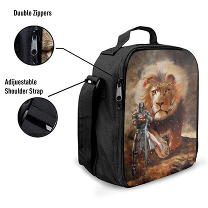 Lion And Knight Templar Jesus Lunch Bags, Bible Verse Lunch Bag For Men And Women