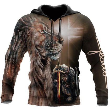Lion And Knights Jesus Is My Strength My Everything God 3D Hoodie For Man And Women, Jesus Printed 3D Hoodie