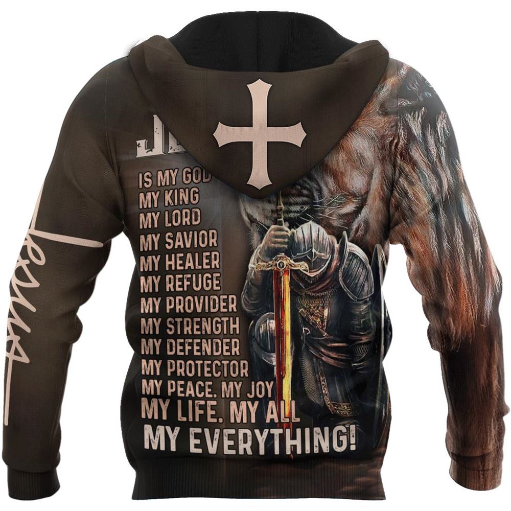 Lion And Knights Jesus Is My Strength My Everything God 3D Hoodie For Man And Women, Jesus Printed 3D Hoodie