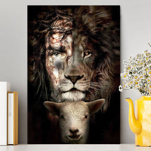 Load image into Gallery viewer, Lion And Lamb Canvas Wall Art - Christian Wall Canvas - Religious Canvas Prints
