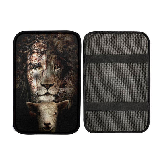 Lion And Lamb Car Center Console Cover, Christian Gift Car Armrest Pad